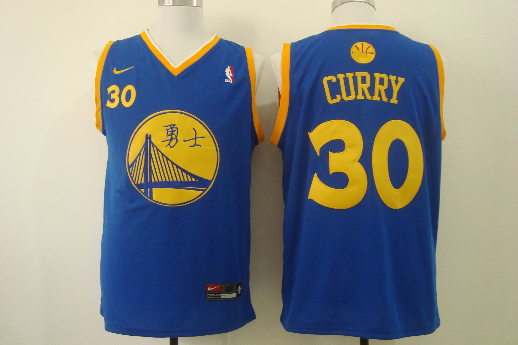 Men's Nike Golden State Warriors #30 Stephen Curry Chinese Blue Authentic Stitched NBA Jersey