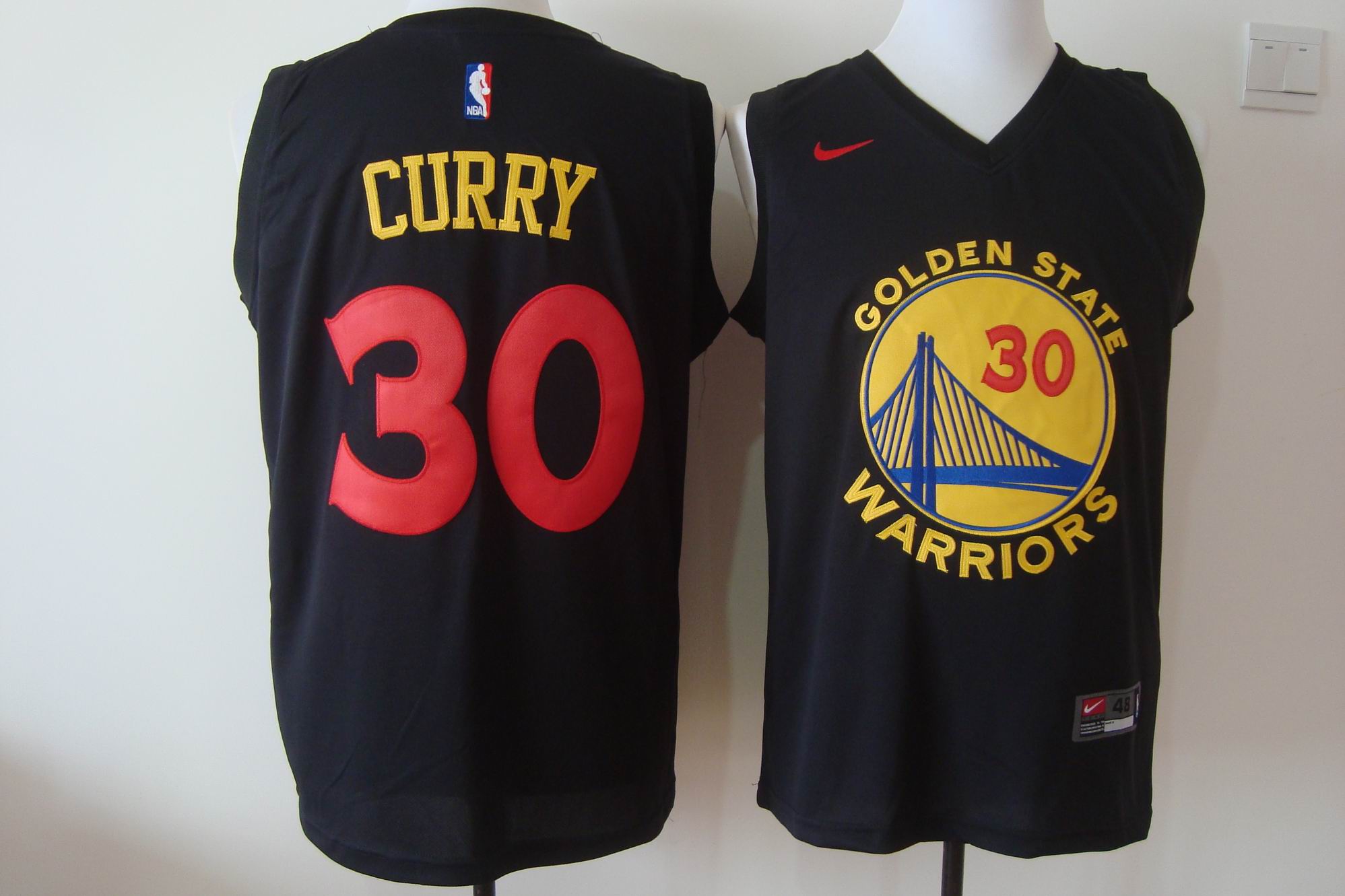 Men's Nike Golden State Warriors #30 Stephen Curry Black New Fashion Stitched NBA Jersey