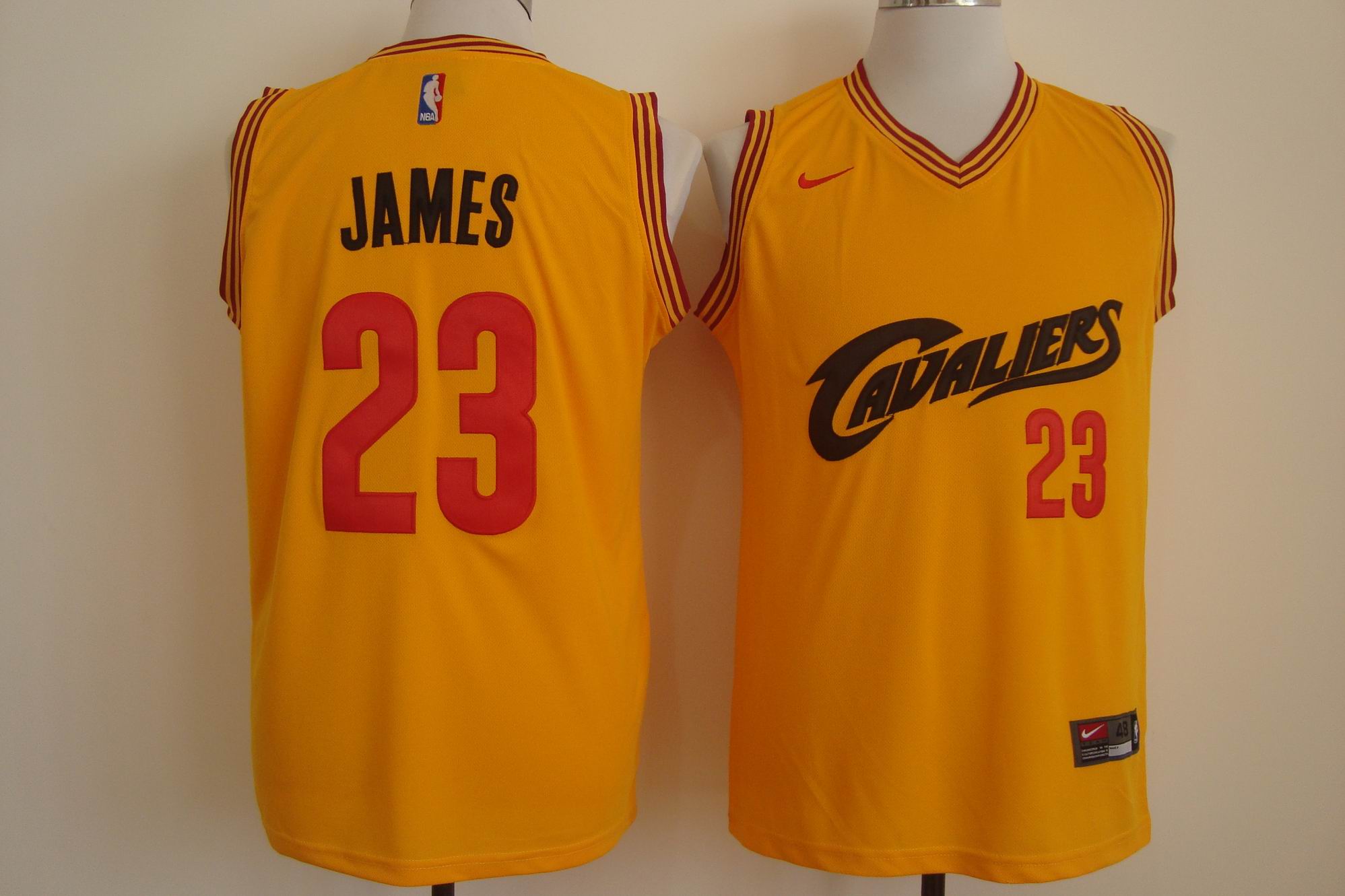 Men's Nike Cleveland Cavaliers #23 LeBron James Yellow and Red Stitched NBA Jersey