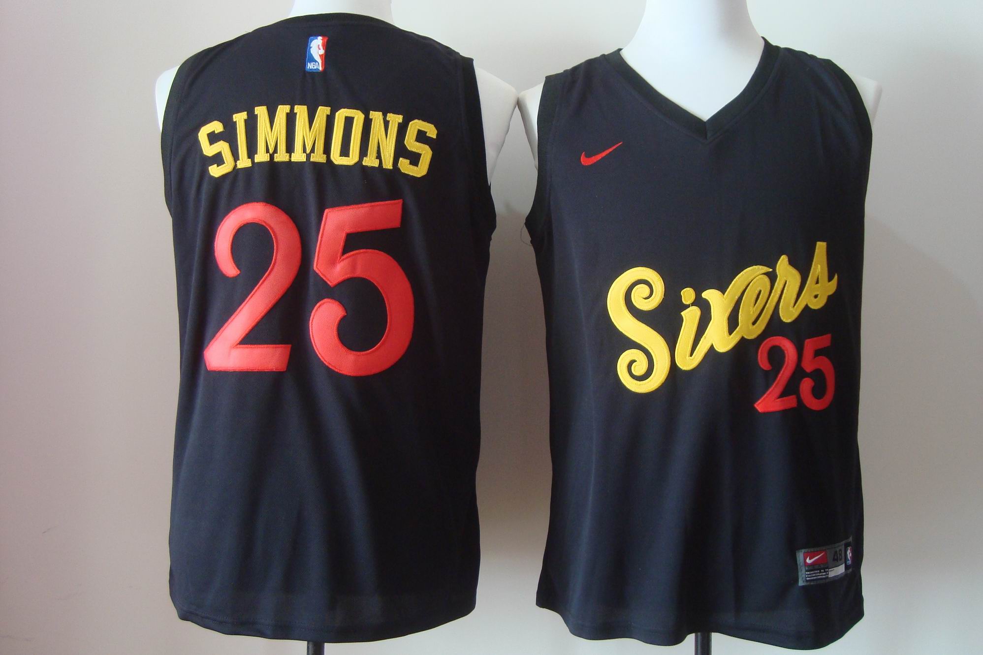 Men's Nike Philadelphia 76ers #25 Ben Simmons 2017 Black Bulls Fashion Stitched NBA Jersey