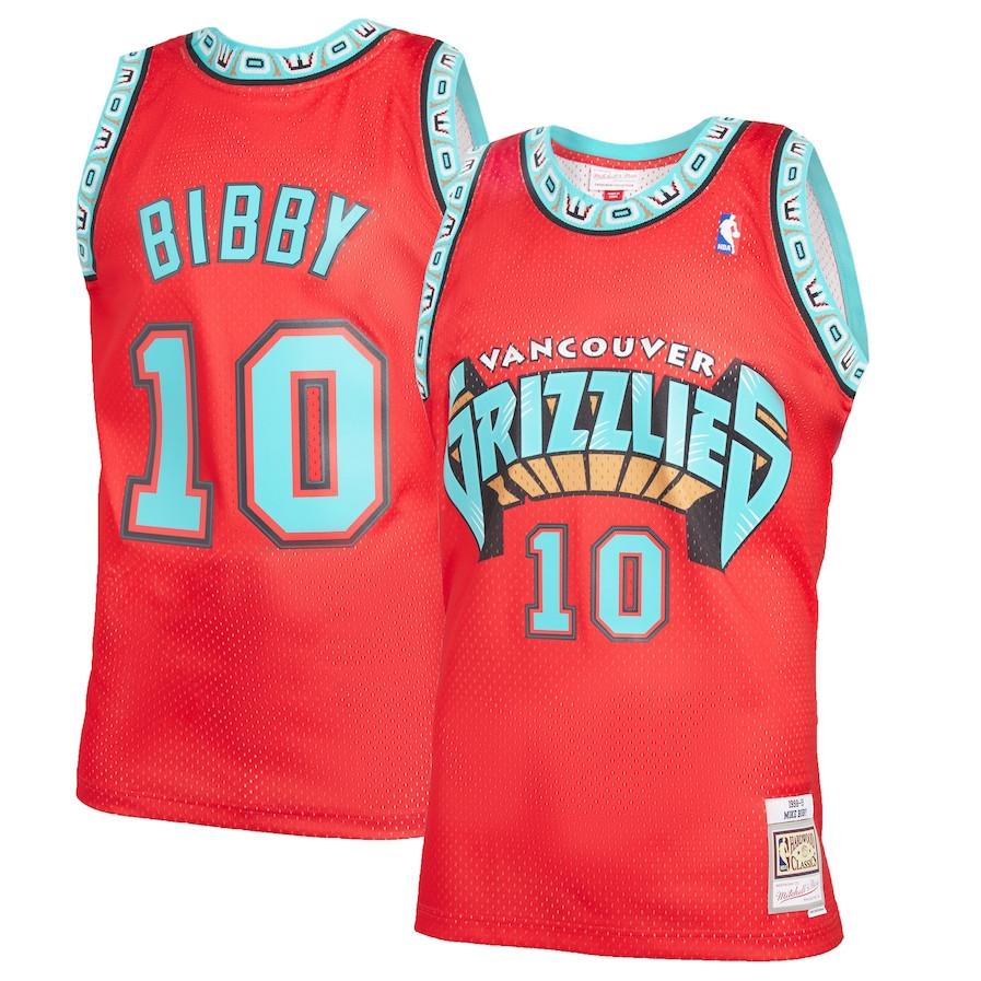 Grizzlies #10 Mike Bibby RedThrowback Stitched Jersey