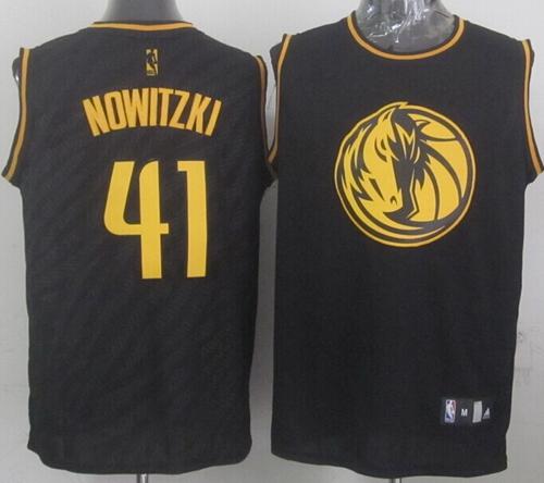 Mavericks #41 Dirk Nowitzki Black Precious Metals Fashion Stitched NBA Jersey