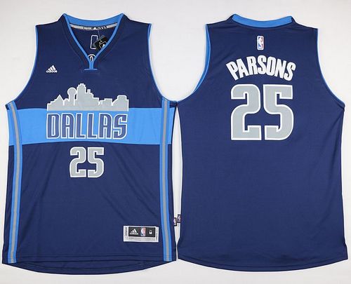Mavericks #25 Chandler Parsons Navy Blue The City Stitched NBA Jersey