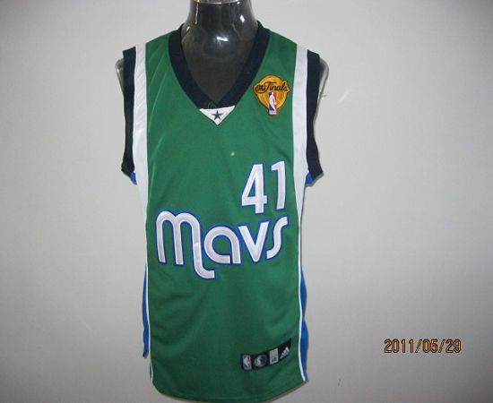 Mavericks 2011 Finals Patch #41 Dirk Nowitzki Green Stitched NBA Jersey