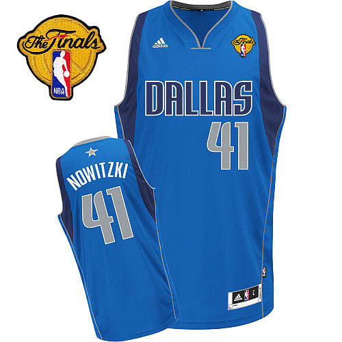 Mavericks 2011 Finals Patch #41 Dirk Nowitzki Revolution 30 Blue Stitched NBA Jersey