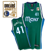 Mavericks 2011 Champion Patch #41 Dirk Nowitzki Green Stitched NBA Jersey