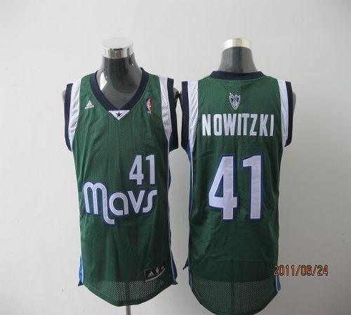 Mavericks #41 Dirk Nowitzki Revolution 30 Green Stitched NBA Jersey