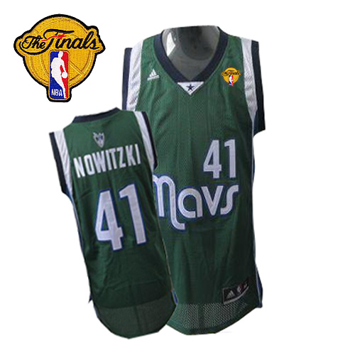 Mavericks 2011 Finals Patch #41 Dirk Nowitzki Revolution 30 Green Stitched NBA Jersey