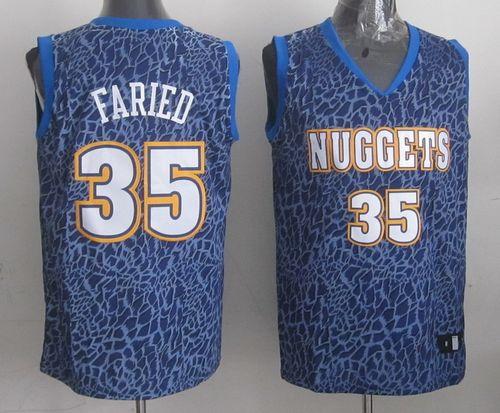 Nuggets #35 Kenneth Faried Dark Blue Crazy Light Stitched NBA Jersey