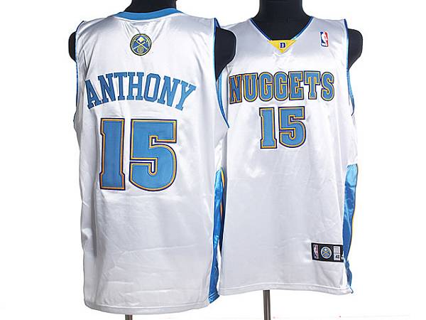 Nuggets #15 Carmelo Anthony Stitched White NBA Jersey