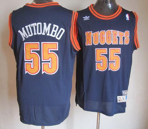Nuggets #55 Dikembe Mutombo Dark Blue Swingman Throwback Stitched NBA Jersey