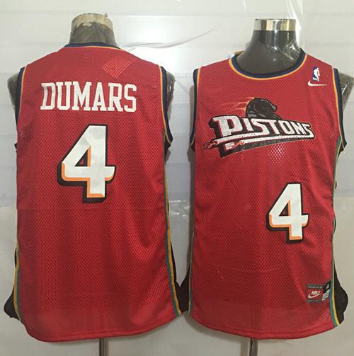 Pistons #4 Joe Dumars Red Nike Throwback Stitched NBA Jersey