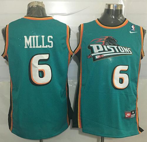 Pistons #6 Terry Mills Green Nike Throwback Stitched NBA Jersey