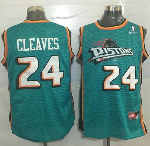 Pistons #24 Mateen Cleaves Green Nike Throwback Stitched NBA Jersey