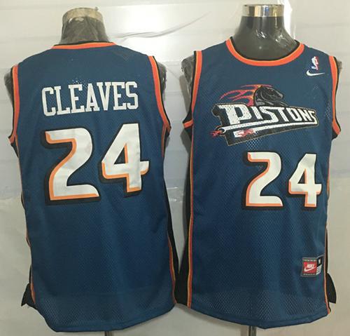 Pistons #24 Mateen Cleaves Blue Nike Throwback Stitched NBA Jersey