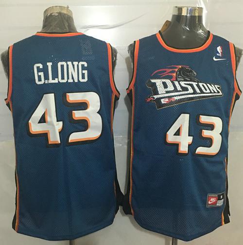 Pistons #43 Grant Long Blue Nike Throwback Stitched NBA Jersey