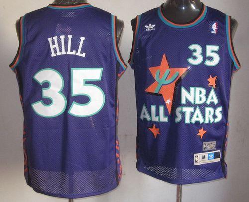 Pistons #35 Grant Hill Purple 1995 All Star Throwback Stitched NBA Jersey