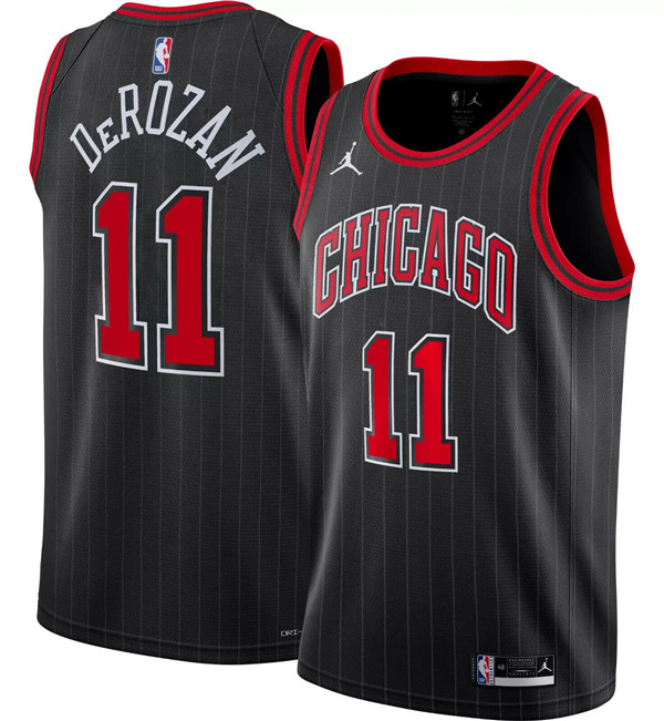 Men's Chicago Bulls #11 DeMar DeRozan Black Swingman Stitched Basketball Jersey
