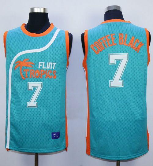 Flint Tropics #7 Coffee Black Blue Semi-Pro Movie Stitched Basketball Jersey