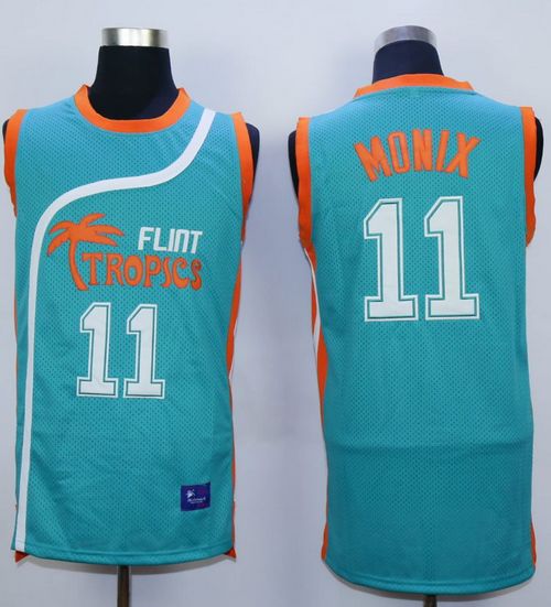 Flint Tropics #11 Ed Monix Blue Semi-Pro Movie Stitched Basketball Jersey