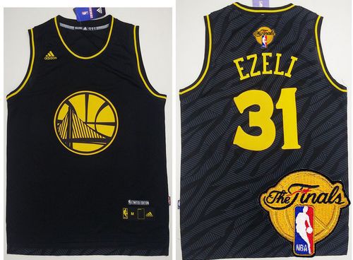 Warriors #31 Festus Ezeli Black Precious Metals Fashion The Finals Patch Stitched NBA Jersey