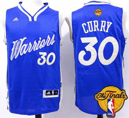 Warriors #30 Stephen Curry Blue 2015-2016 Christmas Day The Finals Patch Stitched NBA Jersey