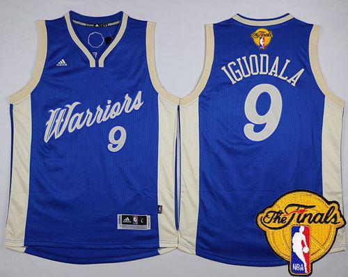 Warriors #9 Andre Iguodala Blue 2015-2016 Christmas Day The Finals Patch Stitched NBA Jersey