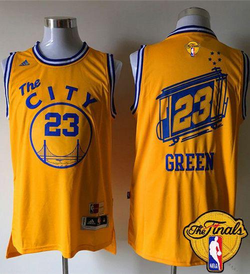 Warriors #23 Draymond Green Gold Throwback The City The Finals Patch Stitched NBA Jersey
