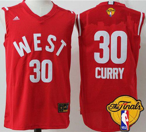 Warriors #30 Stephen Curry Red 2016 All Star The Finals Patch Stitched NBA Jersey