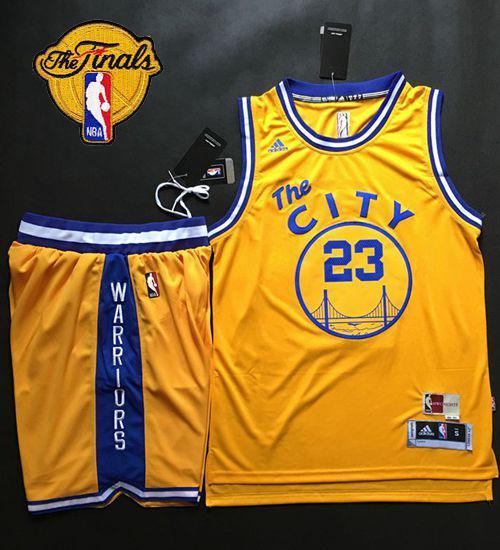 Warriors #23 Draymond Green Gold Throwback The City A Set The Finals Patch Stitched NBA Jersey