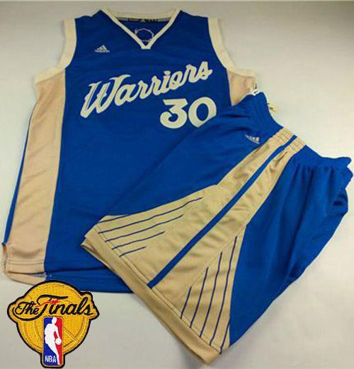 Warriors #30 Stephen Curry Blue 2015-2016 Christmas Day A Set The Finals Patch Stitched NBA Jersey