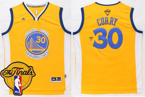 Warriors #30 Stephen Curry Gold The Finals Patch Stitched NBA Jersey
