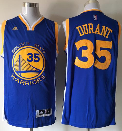 Warriors #35 Kevin Durant Blue Road Stitched NBA Jersey