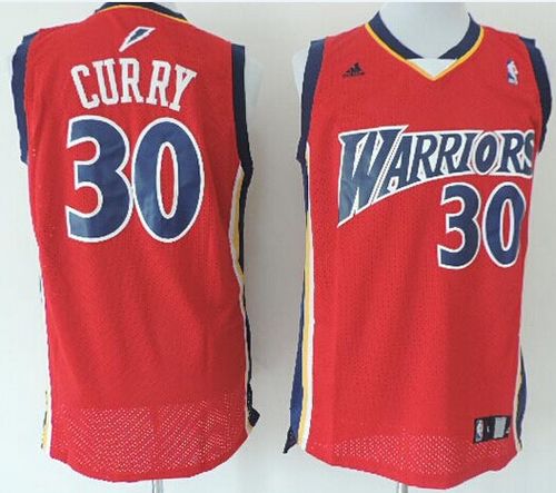 Warriors #30 Stephen Curry Red Throwback Stitched NBA Jersey