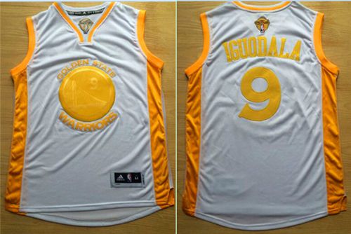 Warriors #9 Andre Iguodala White(Gold No.) Stitched NBA Jersey