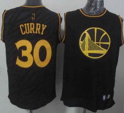 Warriors #30 Stephen Curry Black Precious Metals Fashion Stitched NBA Jersey