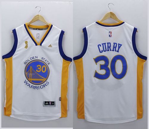 Warriors #30 Stephen Curry White New Champions Stitched NBA Jersey