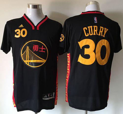 Warriors #30 Stephen Curry Black Slate Chinese New Year Stitched NBA Jersey