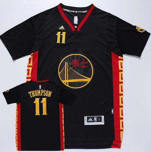 Warriors #11 Klay Thompson Black Slate Chinese New Year Stitched NBA Jersey