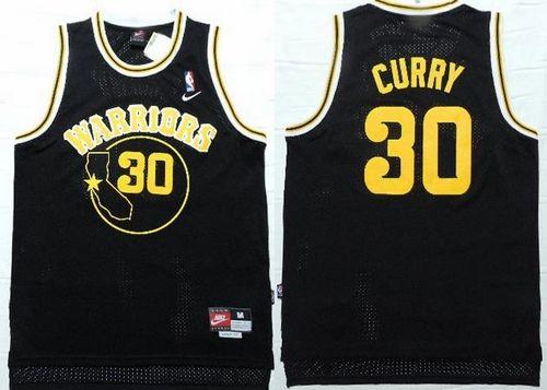 Warriors #30 Stephen Curry Black Nike Throwback Stitched NBA Jersey
