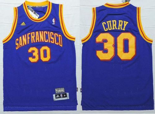 Warriors #30 Stephen Curry Blue Throwback San Francisco Stitched NBA Jersey
