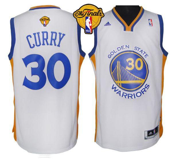 Revolution 30 Warriors #30 Stephen Curry White The Finals Patch Stitched NBA Jersey