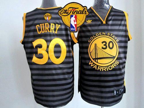 Warriors #30 Stephen Curry Black/Grey Groove The Finals Patch Stitched NBA Jersey