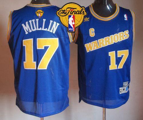 Warriors #17 Chris Mullin Blue Throwback The Finals Patch Stitched NBA Jersey
