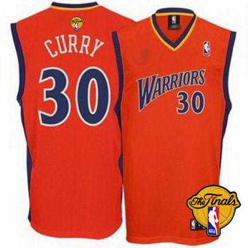 Warriors #30 Stephen Curry Orange The Finals Patch Stitched NBA Jersey