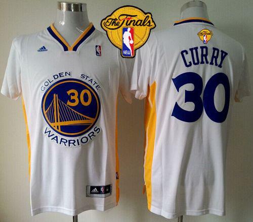 Revolution 30 Warriors #30 Stephen Curry White Alternate The Finals Patch Stitched NBA Jersey