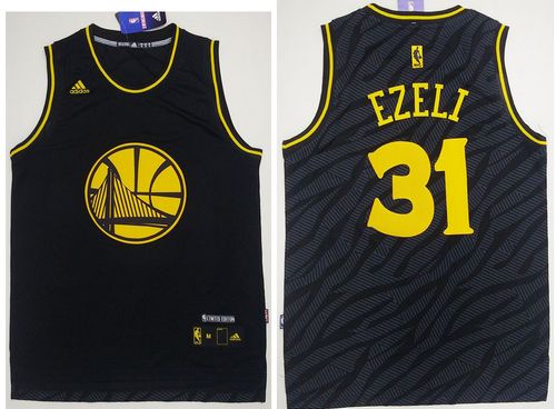 Warriors #31 Festus Ezeli Black Precious Metals Fashion Stitched NBA Jersey