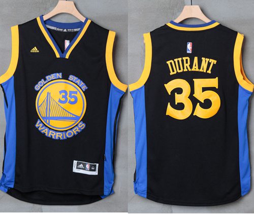 Warriors #35 Kevin Durant Black/Blue Stitched NBA Jersey