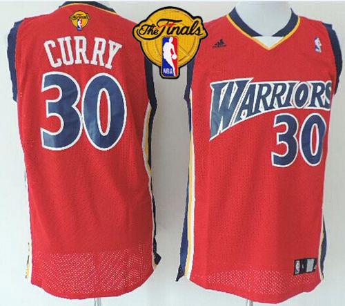Warriors #30 Stephen Curry Red Throwback The Finals Patch Stitched NBA Jersey