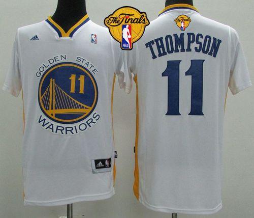 Revolution 30 Warriors #11 Klay Thompson White Alternate The Finals Patch Stitched NBA Jersey